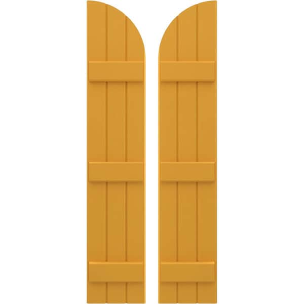 Ekena Millwork Americraft 3-Board (3 Batten) Wood Joined Board-n-Batten Shutters w/ Arch Top, ARW401BQ311X72TUH, PR ARW401BQ311X72TUH - main